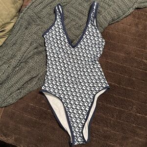 Guess Navy and White Monogram Swimsuit